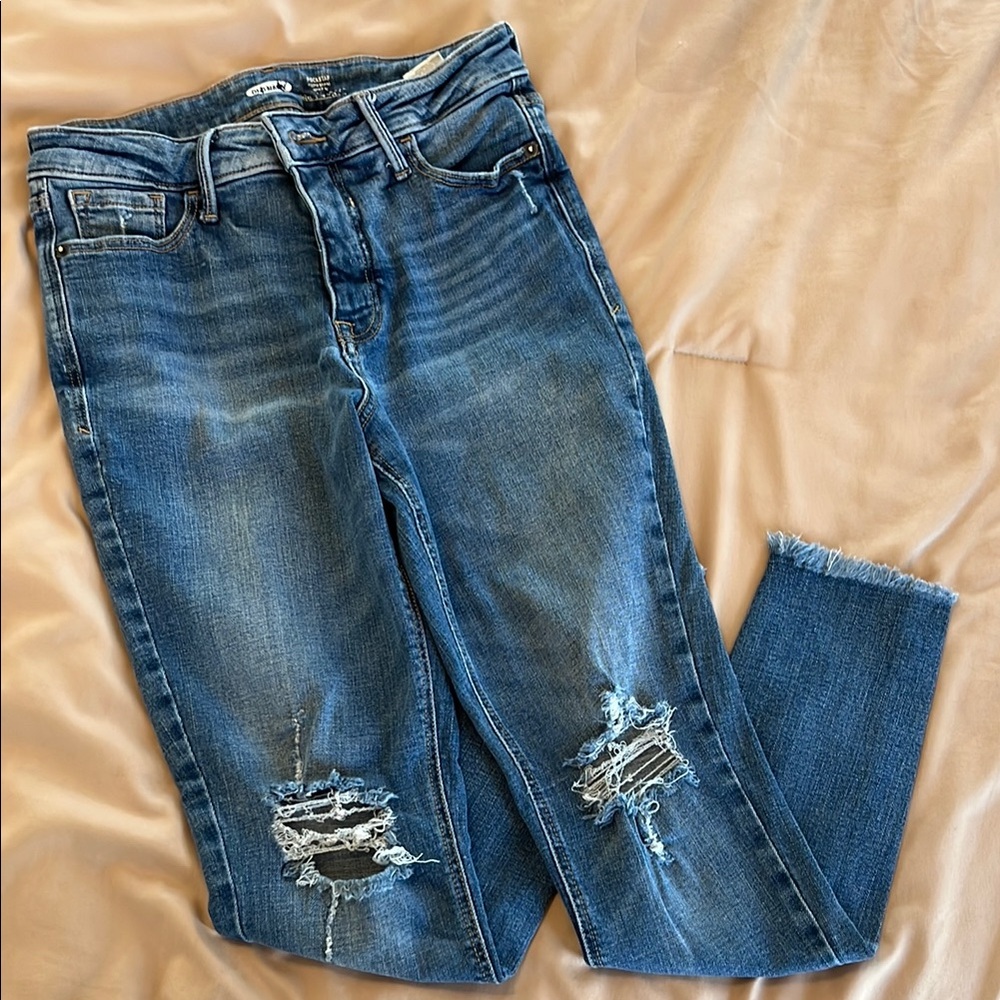 Old Navy Blue Skinny Jeans with Distressed Details